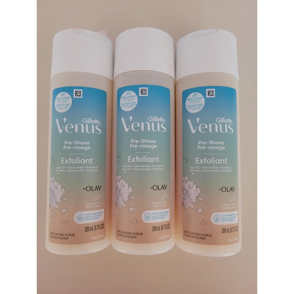 3 Gillette Venus + Olay Pre Shave Exfoliant Sea Salt Smooths Skin 6.7oz Each